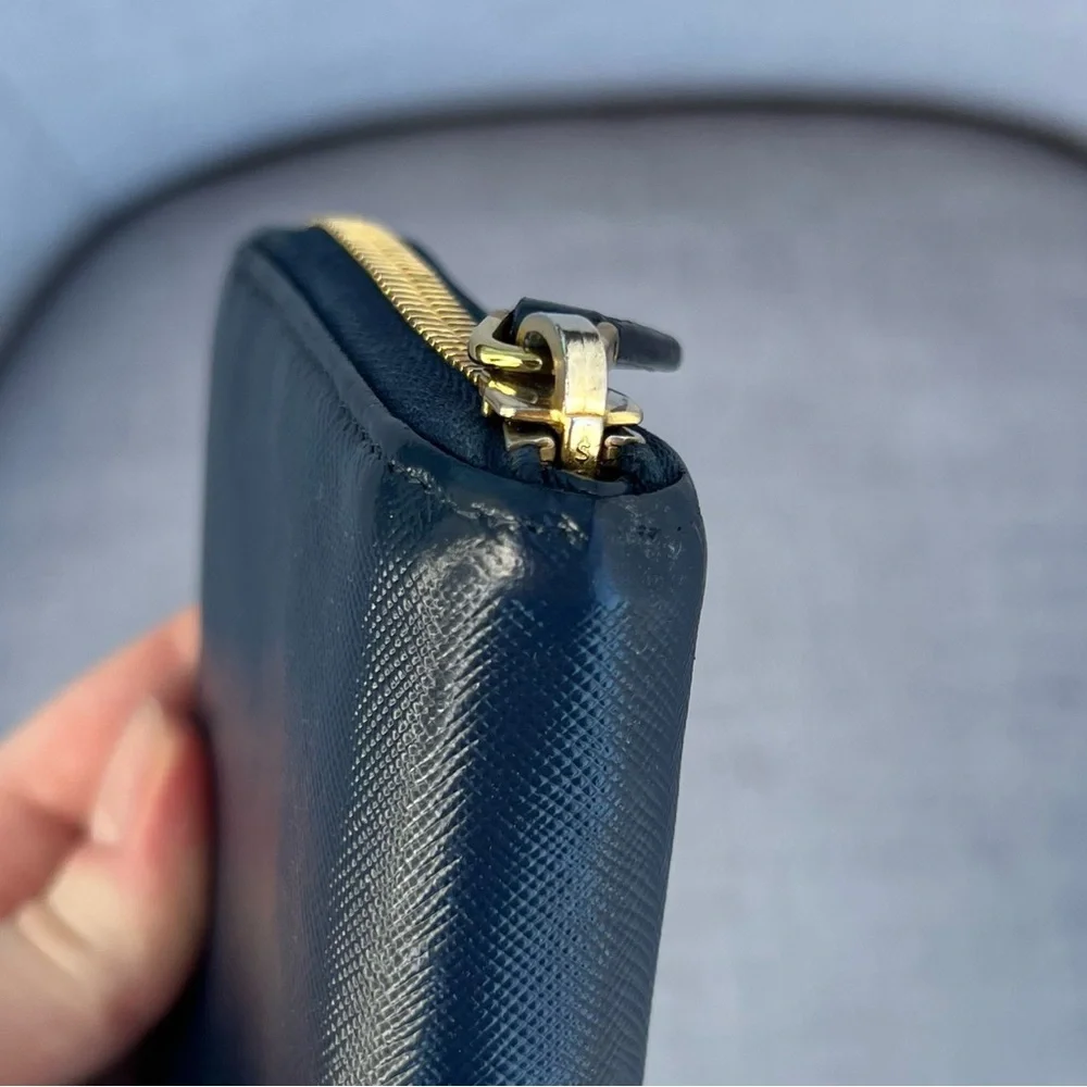 Prada Saffiano Navy Blue Long Wallet